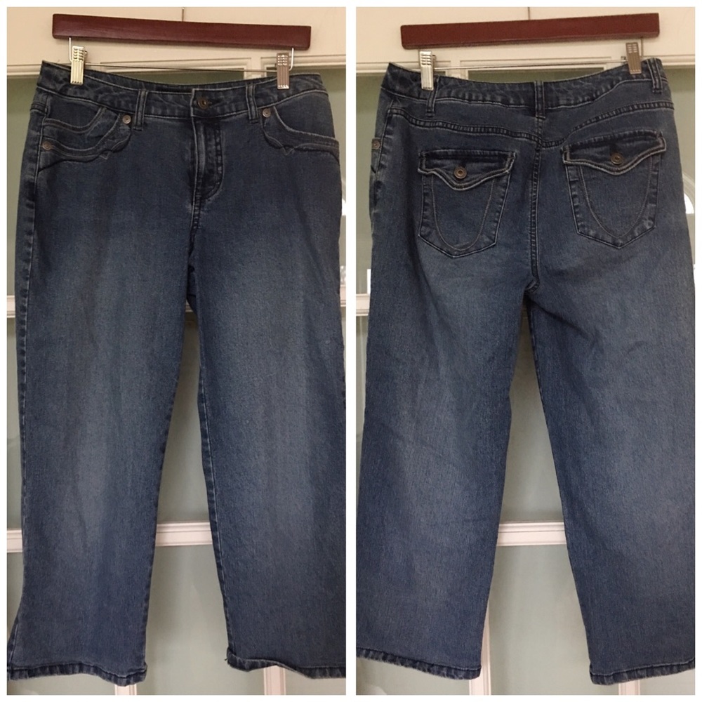 SOMOMA denim high rise blue jeans crop 10 P
